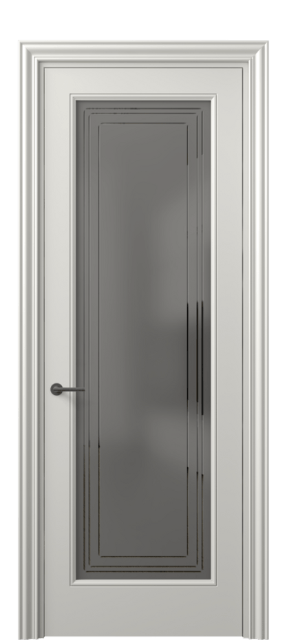 Межкомнатная дверь Маскот 8400 Матовый серый Сатинированное серое стекло с гравировкой "Грани", триплекс Цена 82499 ₽ | Volhovec