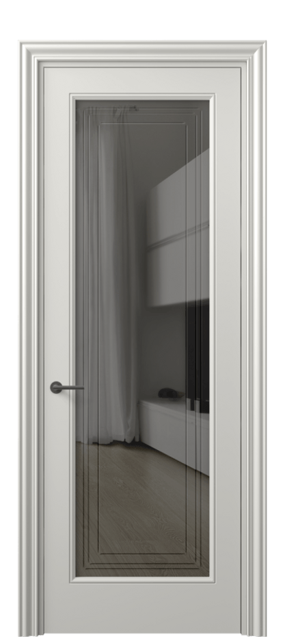 Межкомнатная дверь Маскот 8400 Матовый серый Прозрачное серое стекло с гравировкой "Грани", триплекс Цена 82499 ₽ | Volhovec