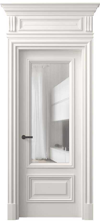 Межкомнатная дверь Antique 7306 Бук пудровый белый Рифлёное стекло "Moru", триплекс Цена 170609 ₽ | Volhovec