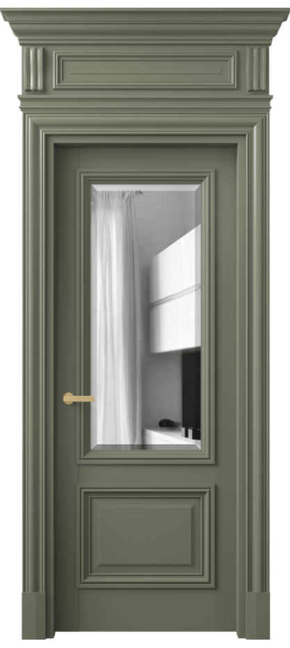 Межкомнатная дверь Антик 7302 Матовый оливковый тёмный Двустороннее зеркало с фацетом, триплекс Цена 167309 ₽ | Volhovec