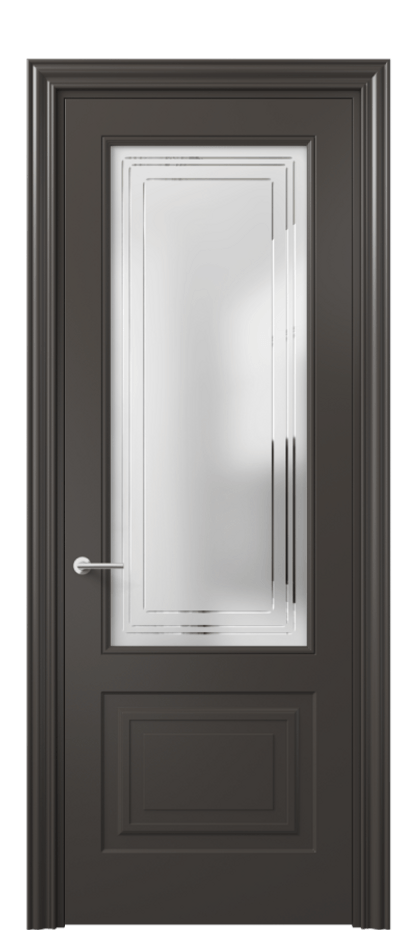 Межкомнатная дверь Mascot 8452 Матовый антрацит Сатинированное стекло с гравировкой "Грани", триплекс Цена 82499 ₽ | Volhovec