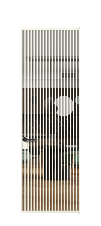 Алюминиевая дверь АЛПЛ040.06 Алюминий жемчужный Прозрачное стекло "Кристал Вижн", калёное Цена 218980  | Volhovec