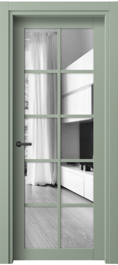 Межкомнатная дверь Neo// 2106 ПЭТ светло-оливковый Двустороннее зеркало, триплекс, 6 мм Цена 28559 ₽ | Volhovec