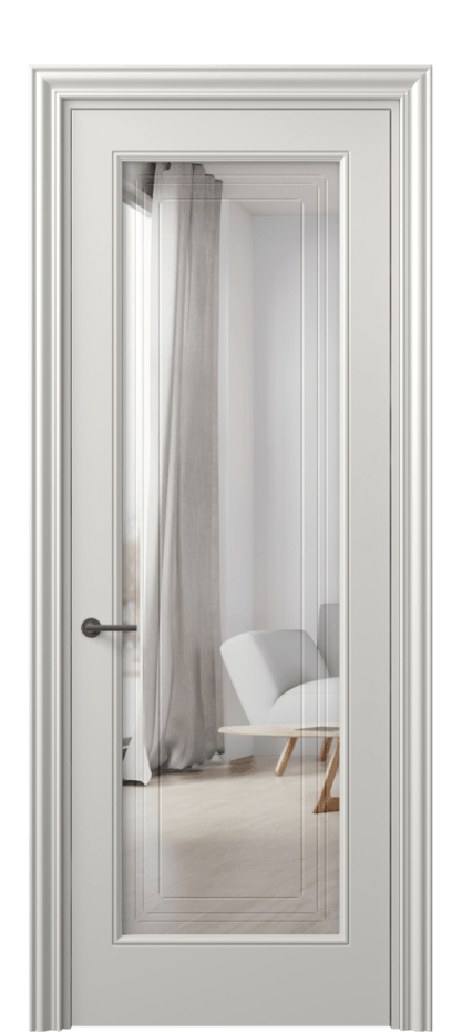 Межкомнатная дверь Маскот 8400 Матовый серый Двустороннее зеркало с гравировкой "Грани"», триплекс Цена 84499 ₽ | Volhovec