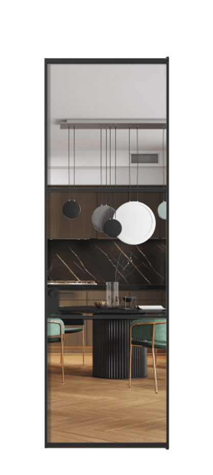 Алюминиевая дверь АЛПЛ040.03 Алюминий Черный Прозрачное стекло "Crystal Vision", калёное Цена 213990  | Volhovec