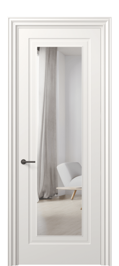 Межкомнатная дверь Mascot 8403 Матовый пудровый белый Двустороннее зеркало, триплекс Цена 62159 ₽ | Volhovec