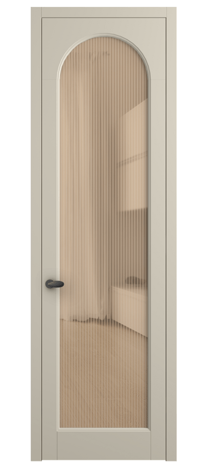 Межкомнатная дверь Palazzo 6804 Матовый бежево-серый Рифлёное оранжевое стекло "Moru", триплекс, 8 мм Цена 99169 ₽ | Volhovec