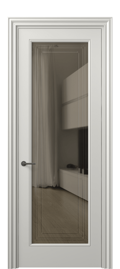 Межкомнатная дверь Маскот 8400 Матовый серый Прозрачное бронзовое стекло с гравировкой "Грани", триплекс Цена 82499 ₽ | Volhovec