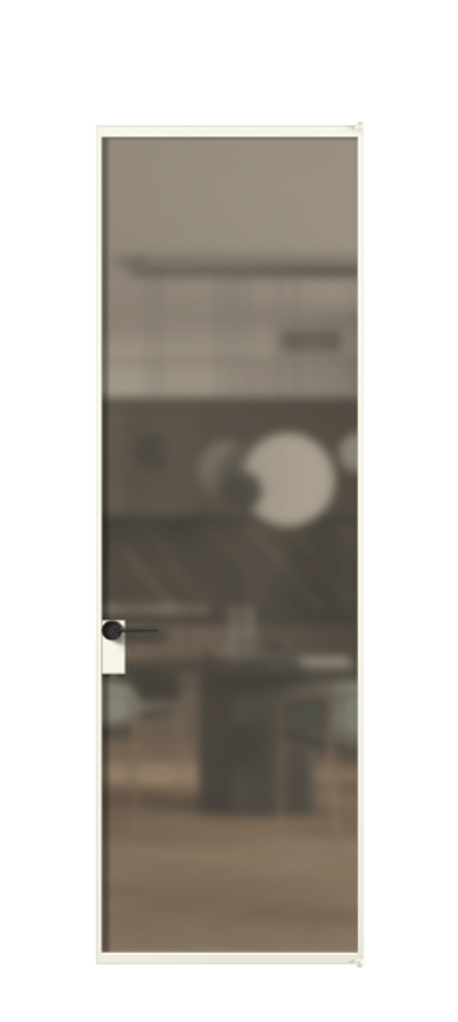 Алюминиевая дверь АЛПЛ040.01 Алюминий жемчужный Сатинированное бронзовое стекло, триплекс Цена 119170  | Volhovec