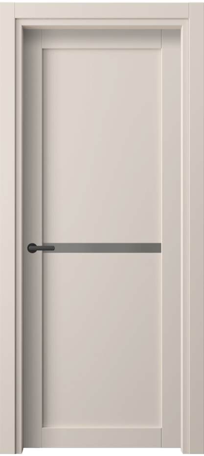 Межкомнатная дверь Нео 2112 ПЭТ пудровый бежевый Сатинированное серое стекло, триплекс Цена 31699 ₽ | Volhovec