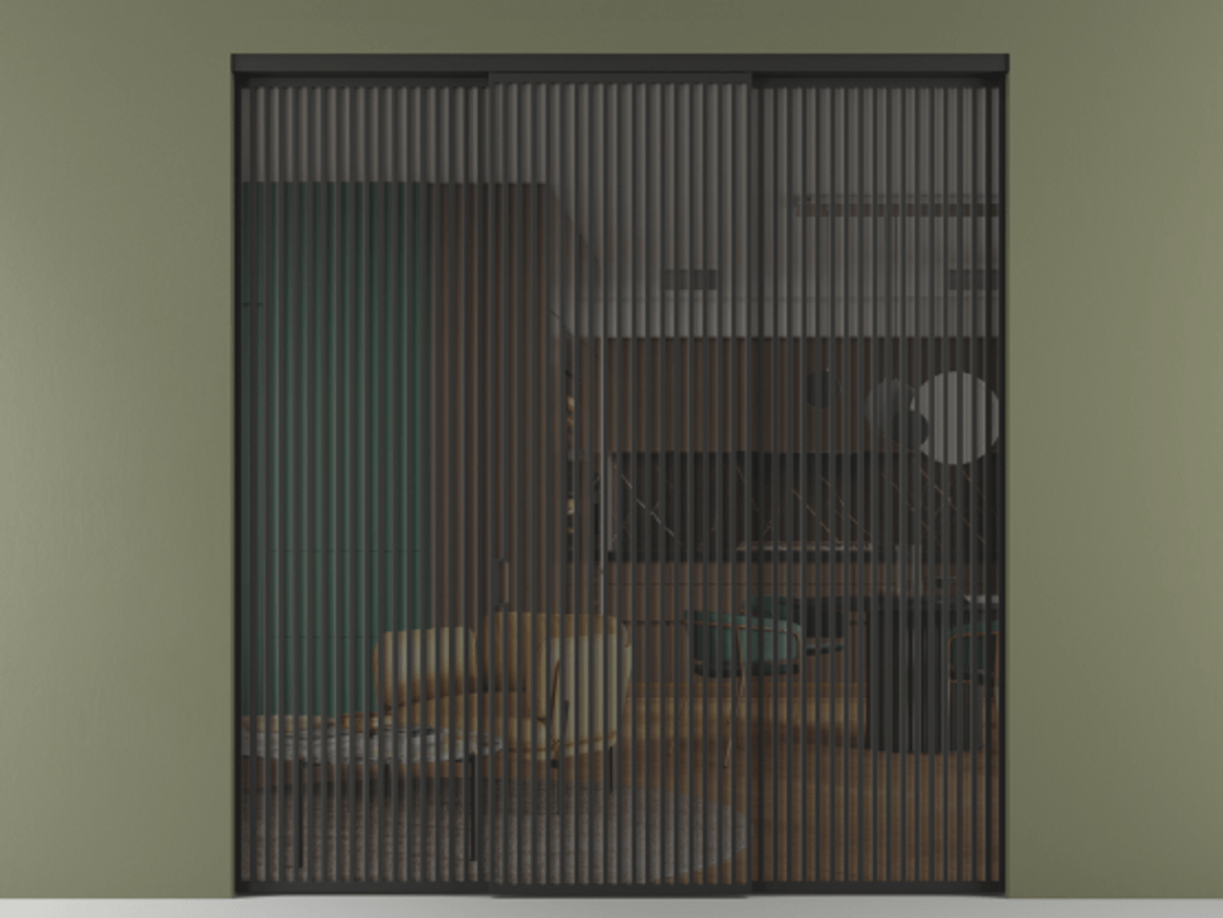 Перегородка Formato внутри проёма 3 створки АЛПР 040.06 Алюминий Черный Прозрачное серое стекло, триплекс Цена 561500 ₽ | Volhovec