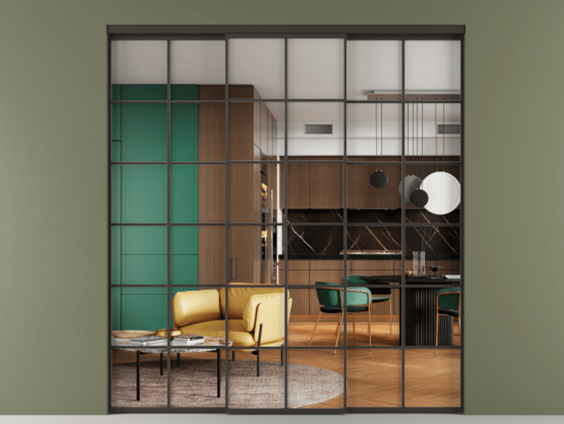 Перегородка Formato внутри проёма 3 створки АЛПР 040.05 Алюминий антрацит Прозрачное стекло "Crystal Vision", калёное. Цена 341000 ₽ 1. Полотно 3 шт. (800/2100 мм)
2. Комплект установки раздвижной системы
3. Базовый комплект фурнитуры
4.Ручка RONDO. Фабрика дверей Волховец 8 (800) 551 43 19 Перегородка Formato внутри проёма 3 створки АЛПР 040.05 Алюминий антрацит Прозрачное стекло "Crystal Vision", калёное Цена 341000 ₽ | Volhovec