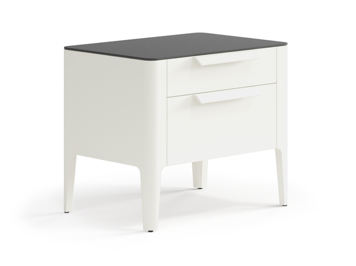 Мебель Тумба прикроватная Piega 2 ящика. Цвет Матовый молочно-белый. Материал Гладкая эмаль. Коллекция Тумба прикроватная Piega 2 ящика. Картинка.