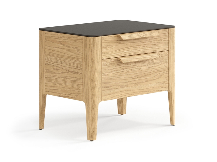 Мебель Тумба прикроватная Piega 2 ящика. Цвет Дуб соломенный матовый. Материал Массив дуба матовый. Коллекция Тумба прикроватная Piega 2 ящика. Картинка.