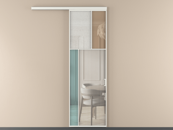 Алюминевая перегородка vd1_4 Алюминий светло-серый Четыре стекла. Цвет Алюминий светло-серый. Материал Алюминий в эмали. Коллекция Перегородка Mosaic вдоль стены 1 створка. Картинка.