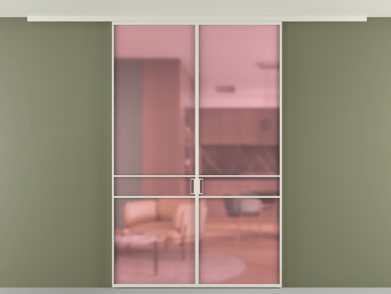 Алюминевая перегородка АЛПР 040.02_БЕЛ_САТ РОЗ_new. Цвет Алюминий Белый. Материал Алюминий. Коллекция Перегородка Формато вдоль стены на потолок 2 створки. Картинка.