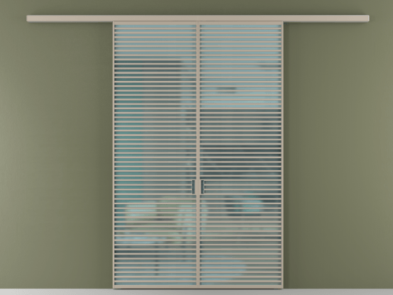 Алюминевая перегородка АЛПР 040.07_АБСК_САТ ГОЛ_new. Цвет Алюминий бисквитный. Материал Алюминий в эмали. Коллекция Перегородка Формато вдоль стены 2 створки. Картинка.