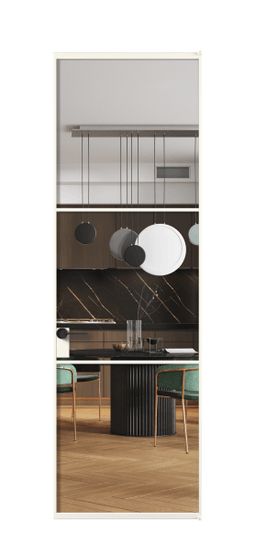 Дверь межкомнатная АЛПЛ040.03 АПБЛ Crystalvision. Цвет Алюминий пудровый белый. Материал Алюминий в эмали. Коллекция Formato. Картинка.