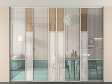 Перегородка Mosaic внутри проёма скрытое крепление в потолок 4 створки