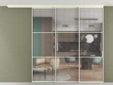 Перегородка Formato вдоль стены на потолок 3 створки с синхронным механизмом