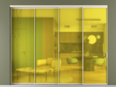 Перегородка Формато внутри проёма 4 створки с синхронным механизмом