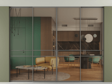 Перегородка Формато внутри проёма скрытое крепление в потолок 4 створки