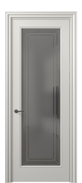 Дверь межкомнатная 8400 МСР Серое сатинированное стекло с гравировкой Маскот. Цвет Матовый серый. Материал Гладкая эмаль. Коллекция Маскот. Картинка.