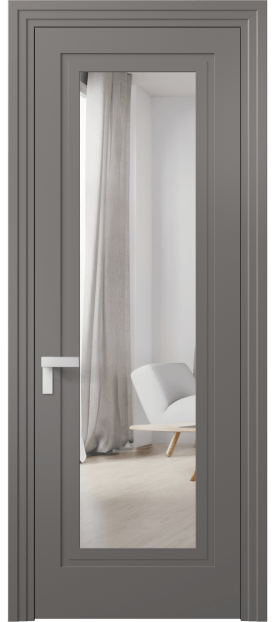 Дверь межкомнатная 8303 МКЛС Зеркало с одной стороны. Цвет Матовый классический серый. Материал Гладкая эмаль. Коллекция Рокка. Картинка.