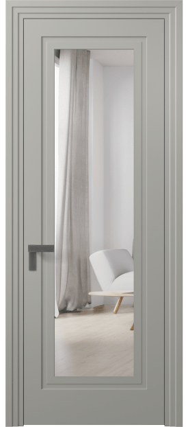 Дверь межкомнатная 8303 МНСР Зеркало с одной стороны. Цвет Матовый нейтральный серый. Материал Гладкая эмаль. Коллекция Рокка. Картинка.